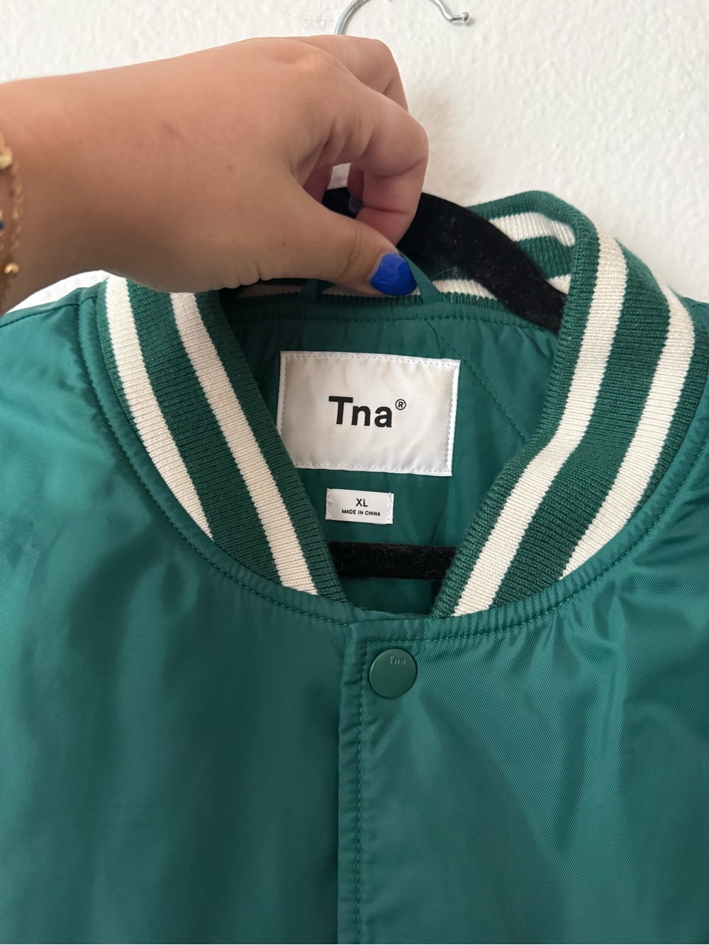 TNA (ARITIZIA) Teal Letterman's Jacket - Size XL - Picture 2 of 3